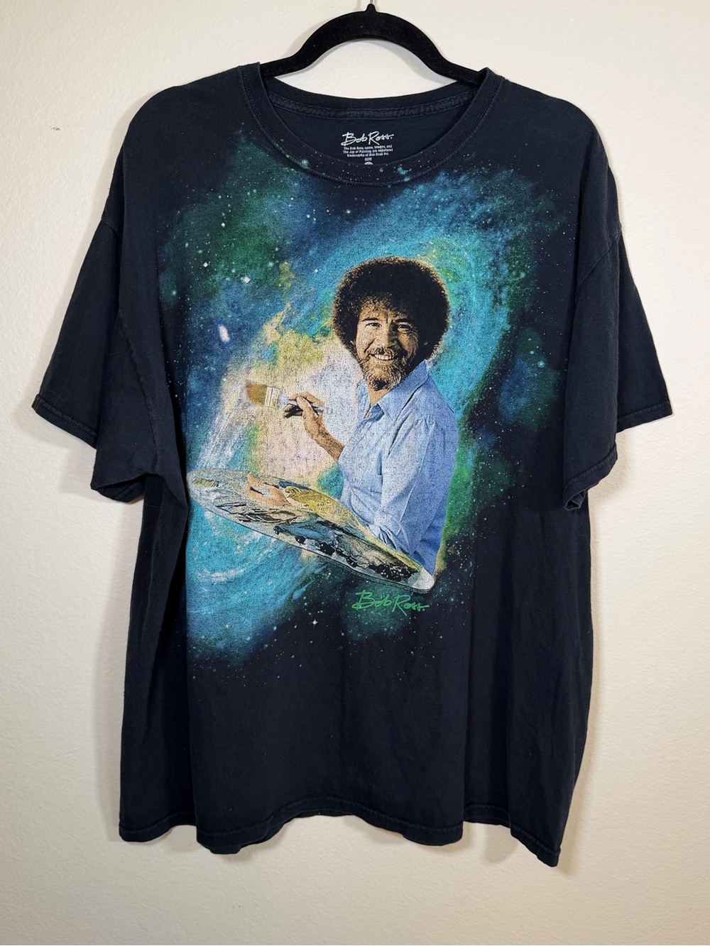 Bob Ross Graphic T-shirt Oversized Comfy Artsy Galaxy Colorful Humor Fan Art